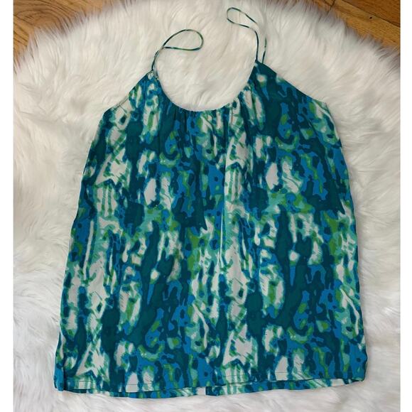 Tucker 100% silk watercolor green and blue cami size small - Picture 1 of 9